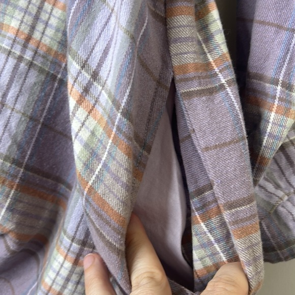 WE THE FREE Lilac Oversized Plaid Tie Front Button Down Flannel Size Small - Picture 4 of 16